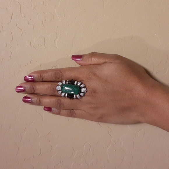 925 Green Corundum (Sapphire), White Zircons & Smoky Quartz. - Picture 5 of 15